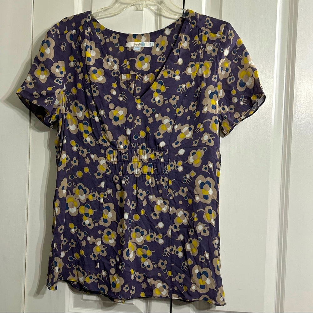 Boden Multicolor Floral V-Neck Blouse